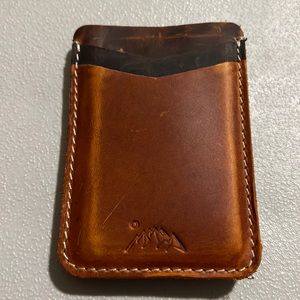 Brown leather money clip wallet